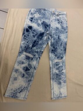 Style and Co Boyfriend Jeans Womens size 12 Blue Acid Wash Stretch Denim